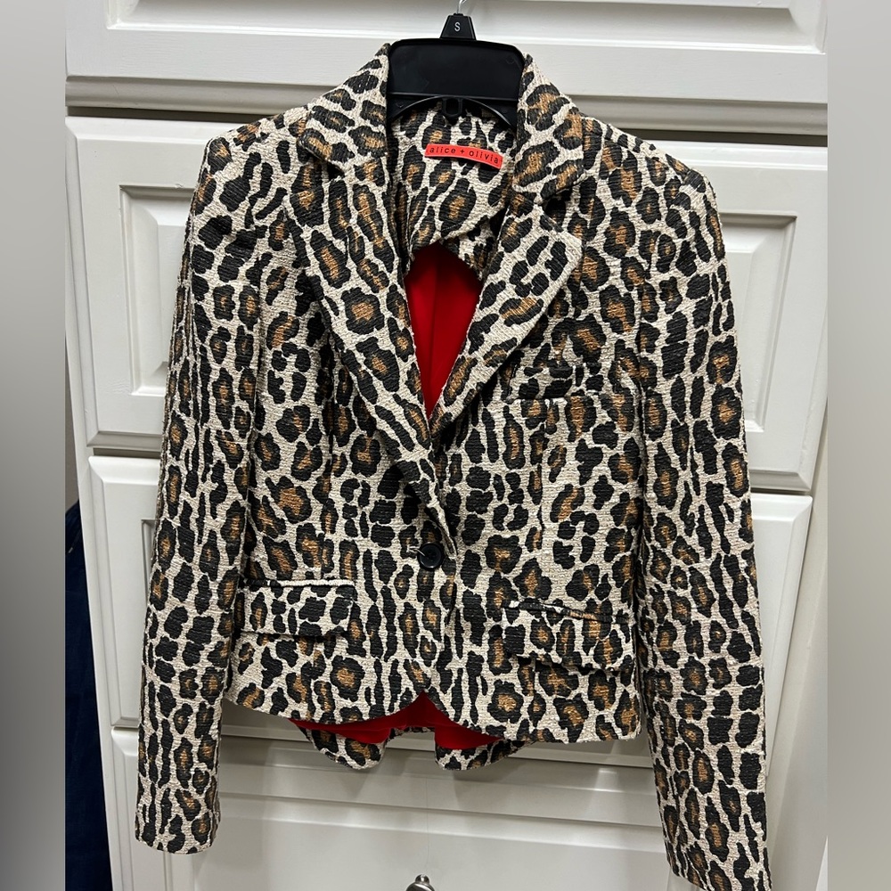 Alice + Olivia tweed leopard blazer